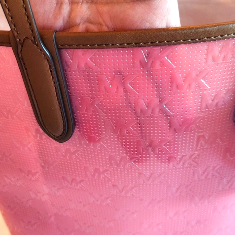 🏷️MK Eliza Large NS Tote Bag with Pouch Clear Geranium PINK - Picture 7 of 11